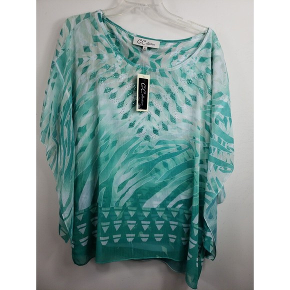 G collection womens green top size XL layered - Picture 1 of 10